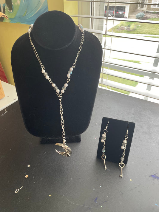 Beaded Crystal Necklace and Earring Set