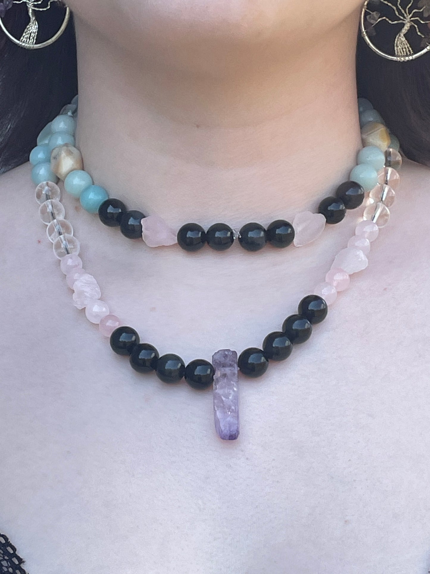 Crystal Bead Layering Necklace for Self-Love